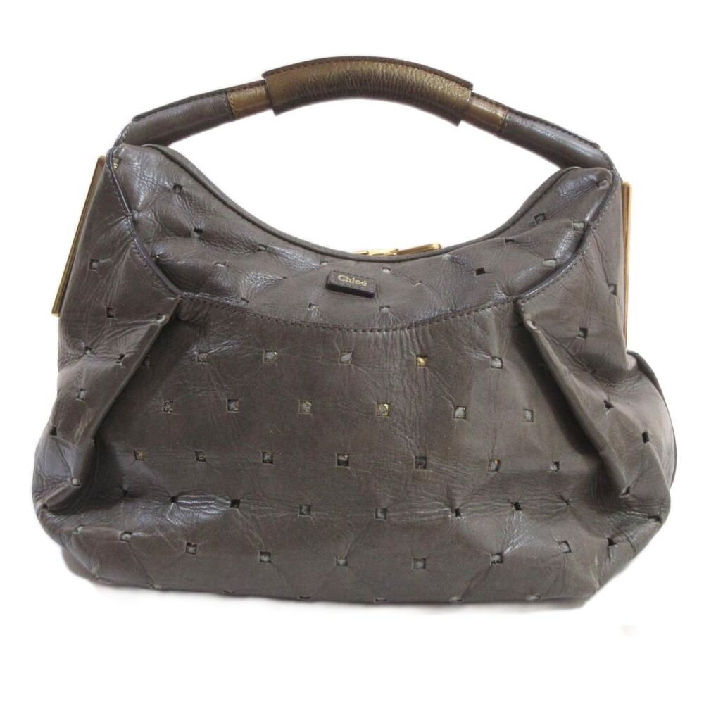 Chloe Leather Hobo Bag Brown Zip Closure